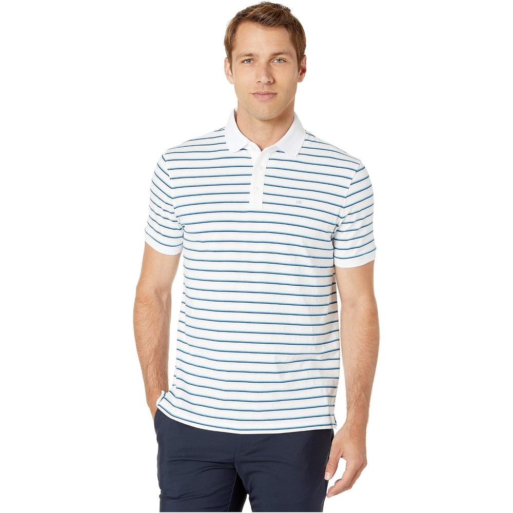 image:imageCalvin Klein Mens Liquid Touch Polo Stripe with UV ProtectionWhite Maya Combo