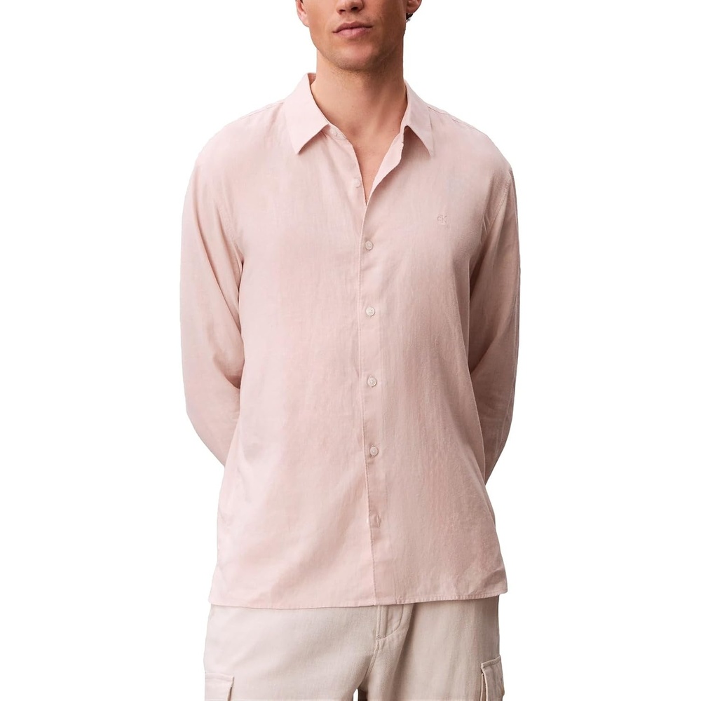 image:imageCalvin Klein Mens Long Sleeve Linen Classic ShirtPrairie Peach