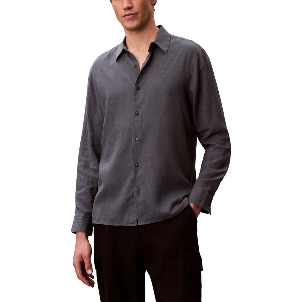 image:imageCalvin Klein Mens Long Sleeve Linen Classic ShirtTurbulence