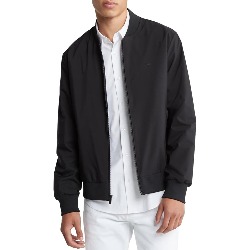 image:imageCalvin Klein Mens Matte Logo Zip Bomber JacketBlack Beauty