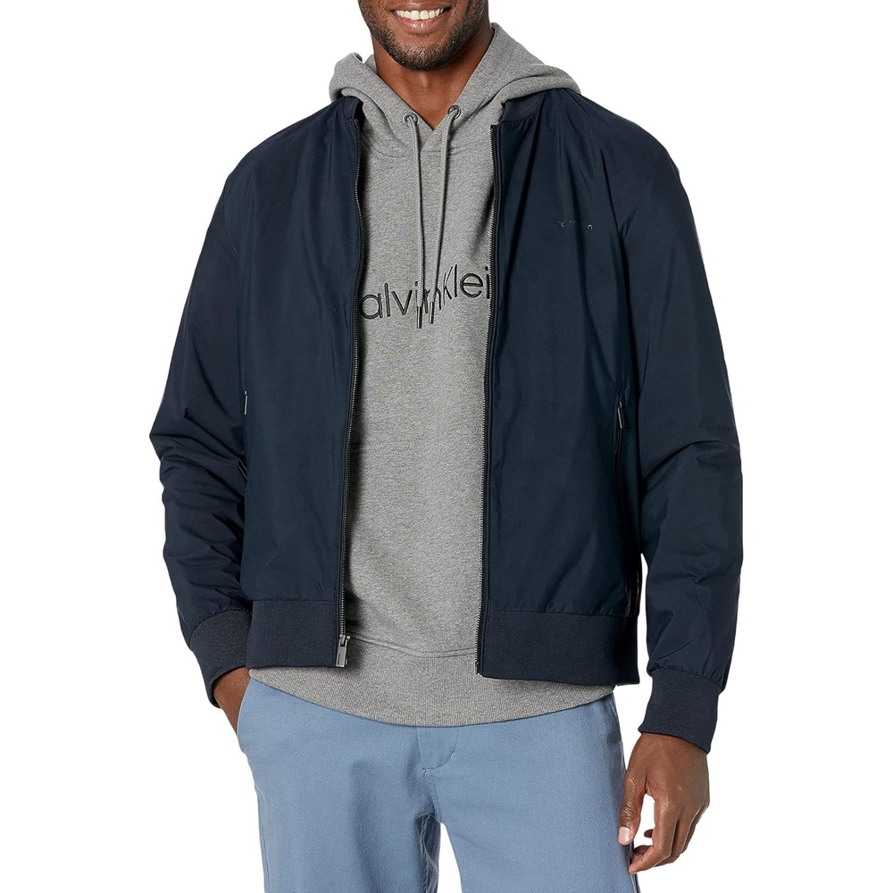 image:imageCalvin Klein Mens Matte Logo Zip Bomber JacketSky Captain