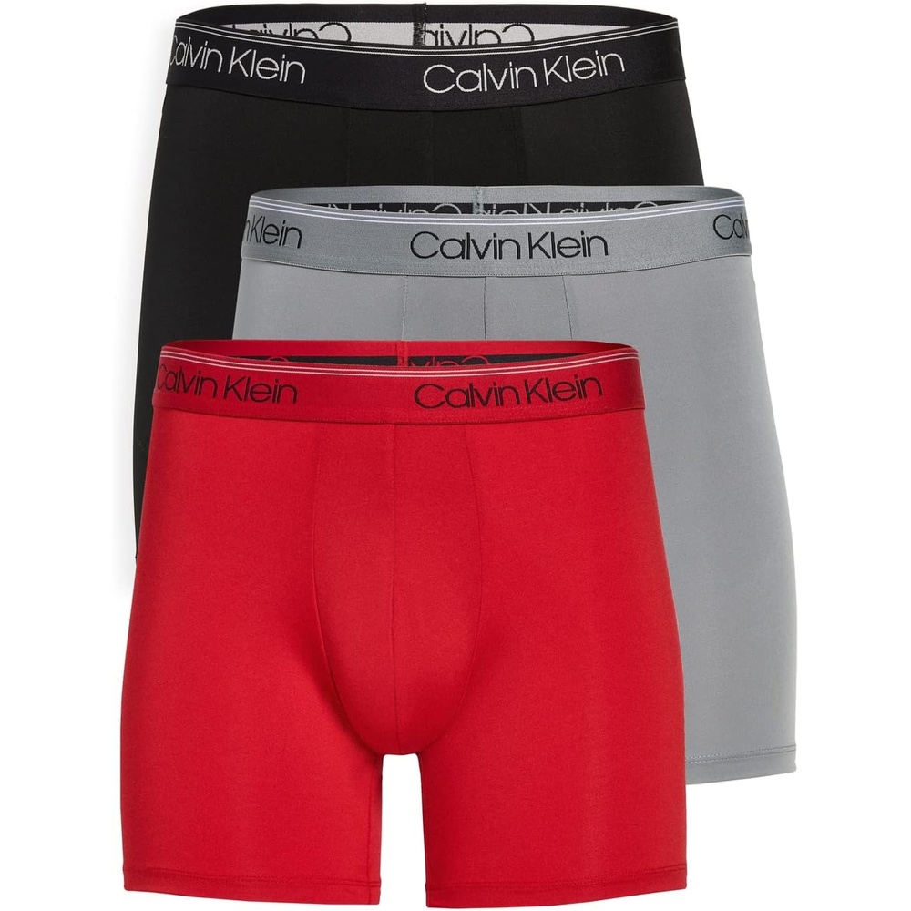 image:imageCalvin Klein Mens Micro Stretch 3pack Boxer BriefBlack  Red  Convoy