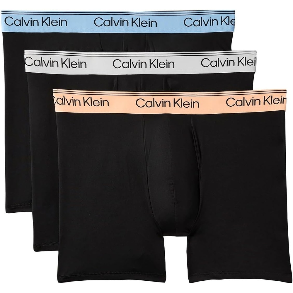 image:imageCalvin Klein Mens Micro Stretch 3pack Boxer BriefBlack Bodies W Gulf Blue Light Cast Peach Bliss Wbs