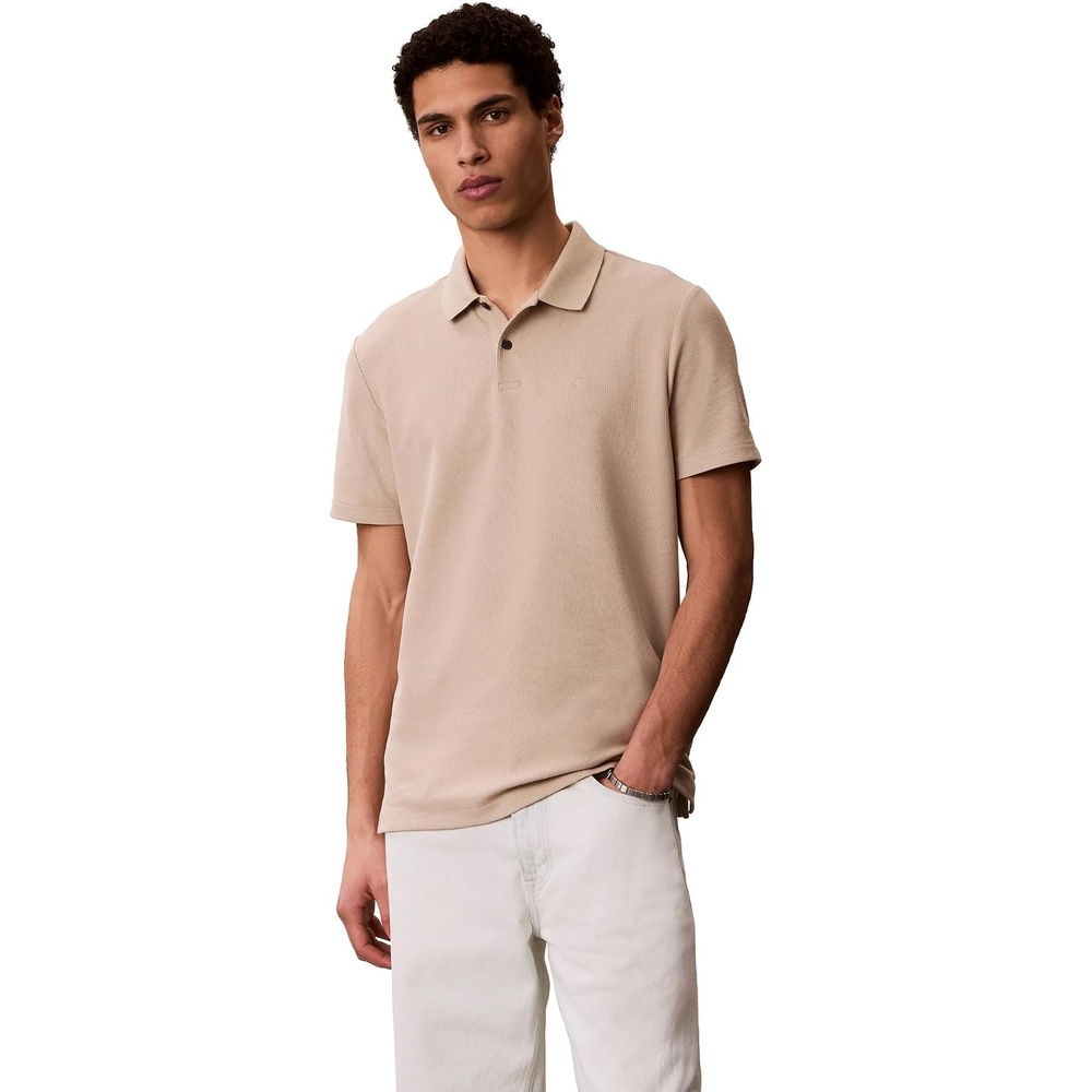 image:imageCalvin Klein Mens Micro Waffle PolosWhite Pepper