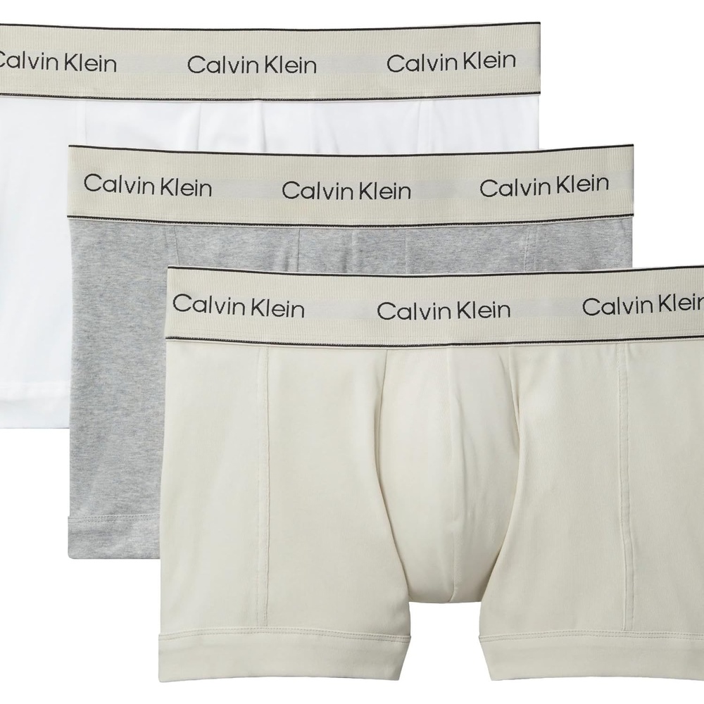 image:imageCalvin Klein Mens Pima Cotton 3pack TrunkOyster Gray  Grey Heather  White