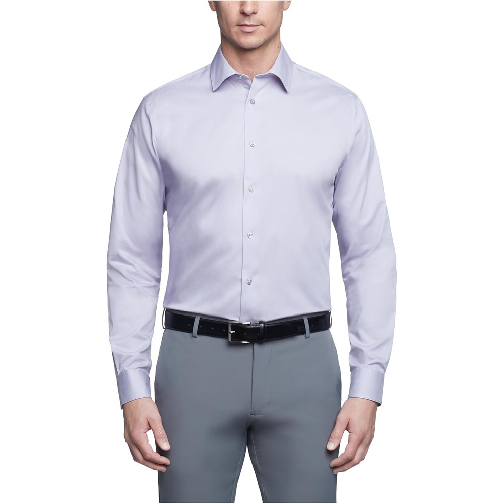 image:imageCalvin Klein Mens Regular Fit Herringbone French Cuff Non Iron Dress ShirtPurple