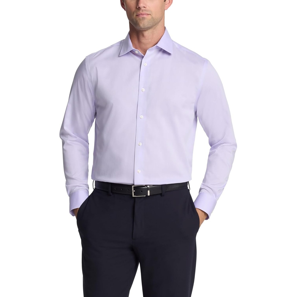 image:imageCalvin Klein Mens Regular Fit Non Iron Herringbone ButtonDown ShirtLilac