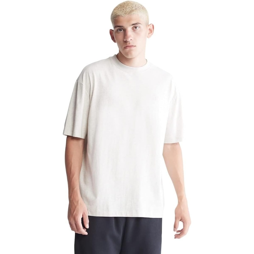 image:imageCalvin Klein Mens Relaxed Fit Archive Logo Crewneck TShirtBeige Heather