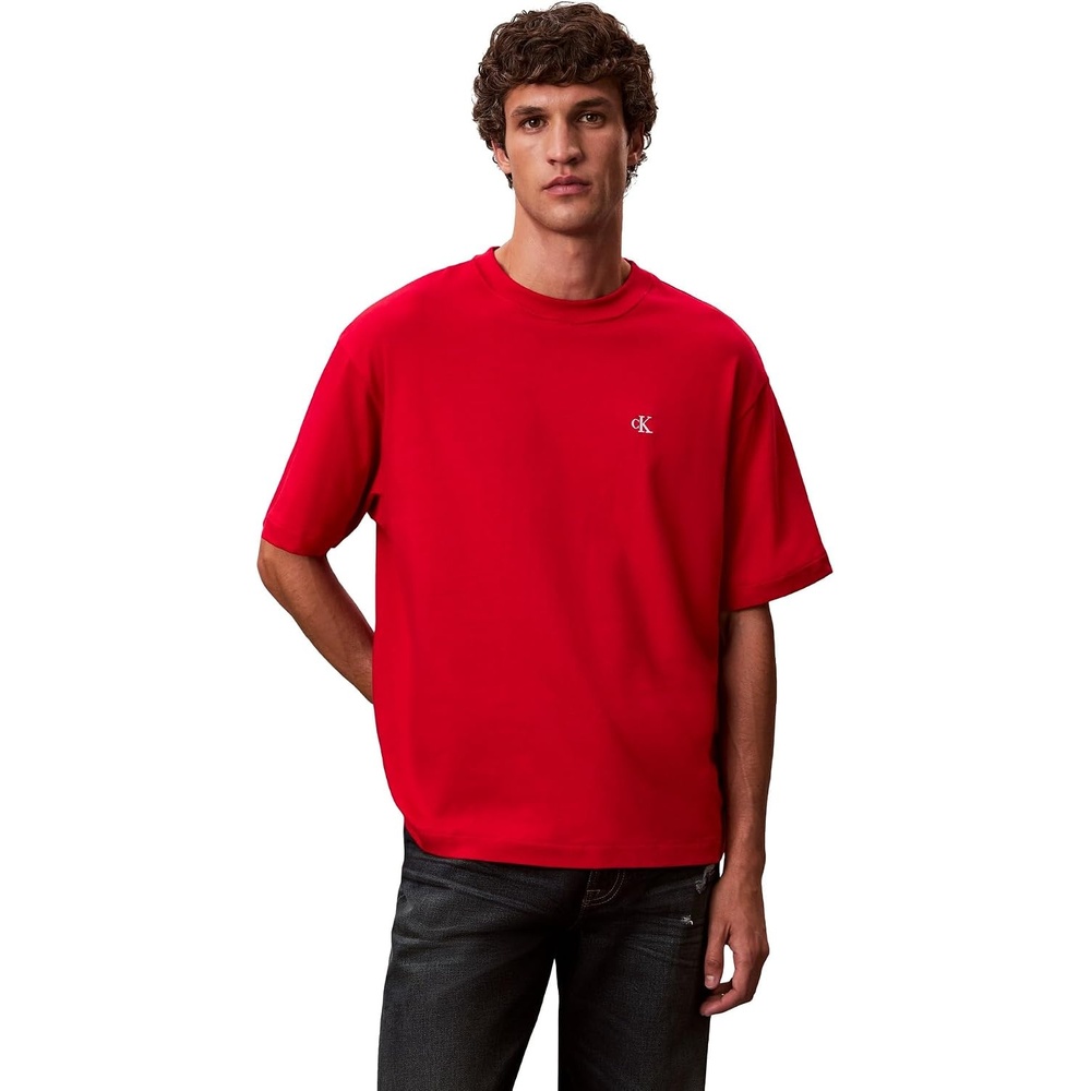 image:imageCalvin Klein Mens Relaxed Fit Archive Logo Crewneck TShirtBerry Sangria