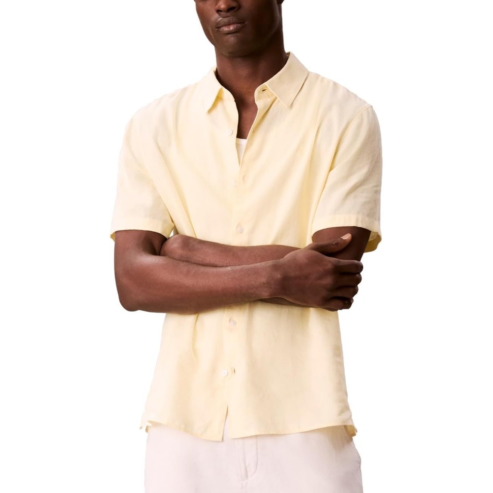 image:imageCalvin Klein Mens Short Sleeve Linen Classic ShirtAnise Flower