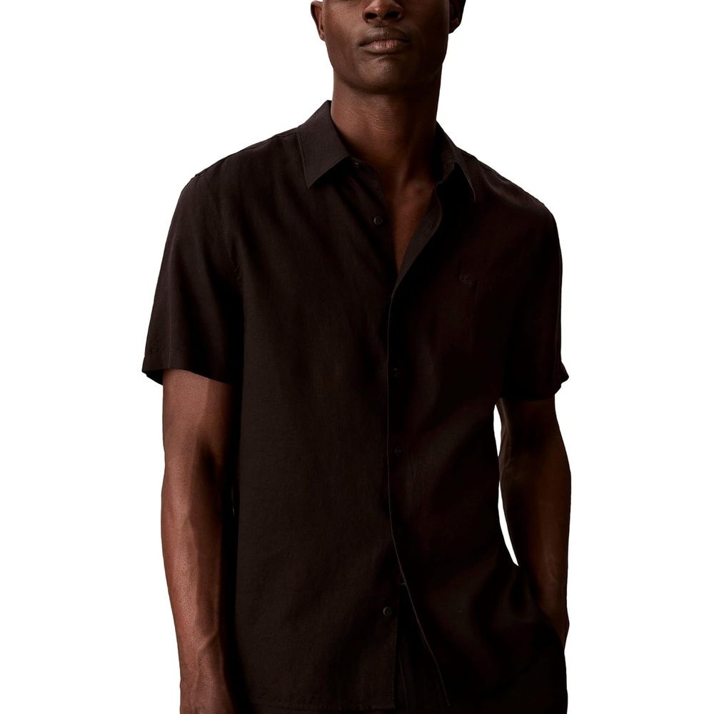 image:imageCalvin Klein Mens Short Sleeve Linen Classic ShirtBlack
