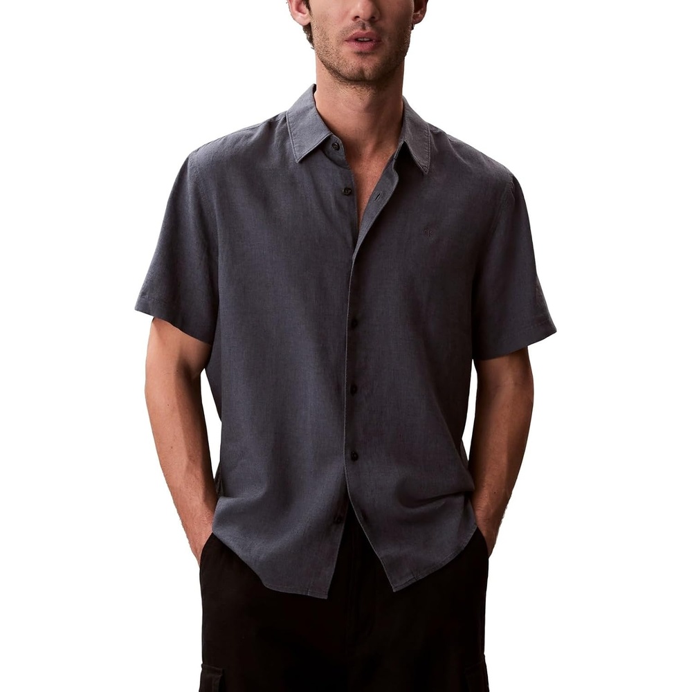 image:imageCalvin Klein Mens Short Sleeve Linen Classic ShirtTurbulence