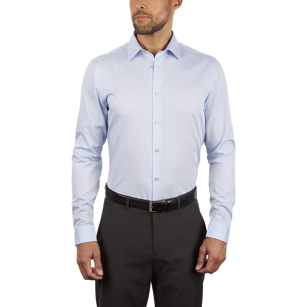 image:imageCalvin Klein Mens Slim Fit NonIron Herringbone Dress ShirtBlue