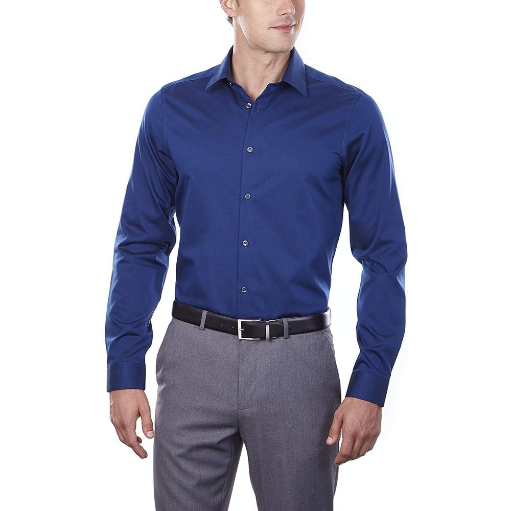 image:imageCalvin Klein Mens Slim Fit NonIron Herringbone Dress ShirtBlue Velvet