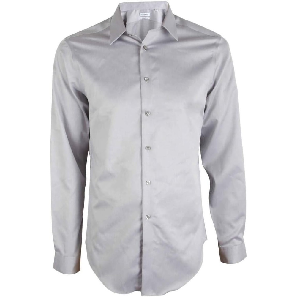 image:imageCalvin Klein Mens Slim Fit NonIron Herringbone Dress ShirtSmoke