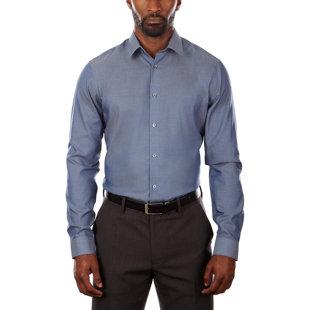 image:imageCalvin Klein Mens Slim Fit NonIron Herringbone Dress ShirtStream