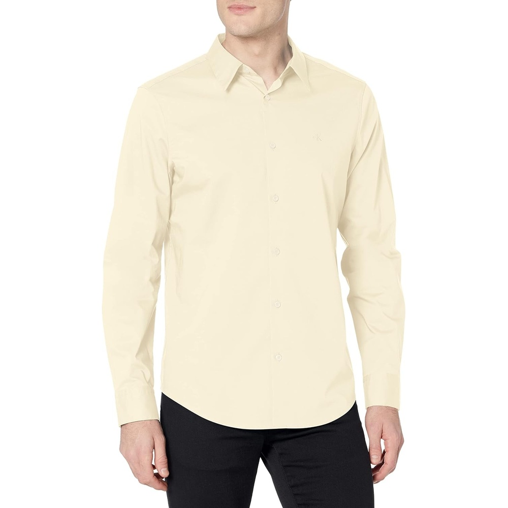 image:imageCalvin Klein Mens Stretch Cotton Monogram Logo Button Down ShirtAsparagus Green