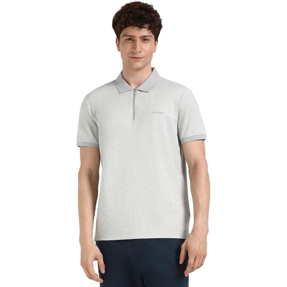 image:imageCalvin Klein Mens Tech Zip PoloHeroic Grey Hea