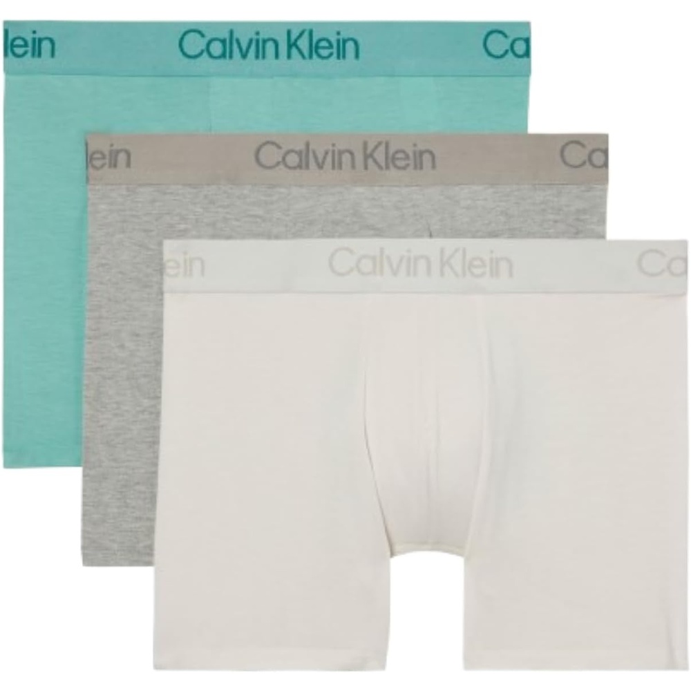 image:imageCalvin Klein Mens Ultra Soft Modern Modal 3pack Boxer BriefGrey Heather Chalk Saltwater Aqua