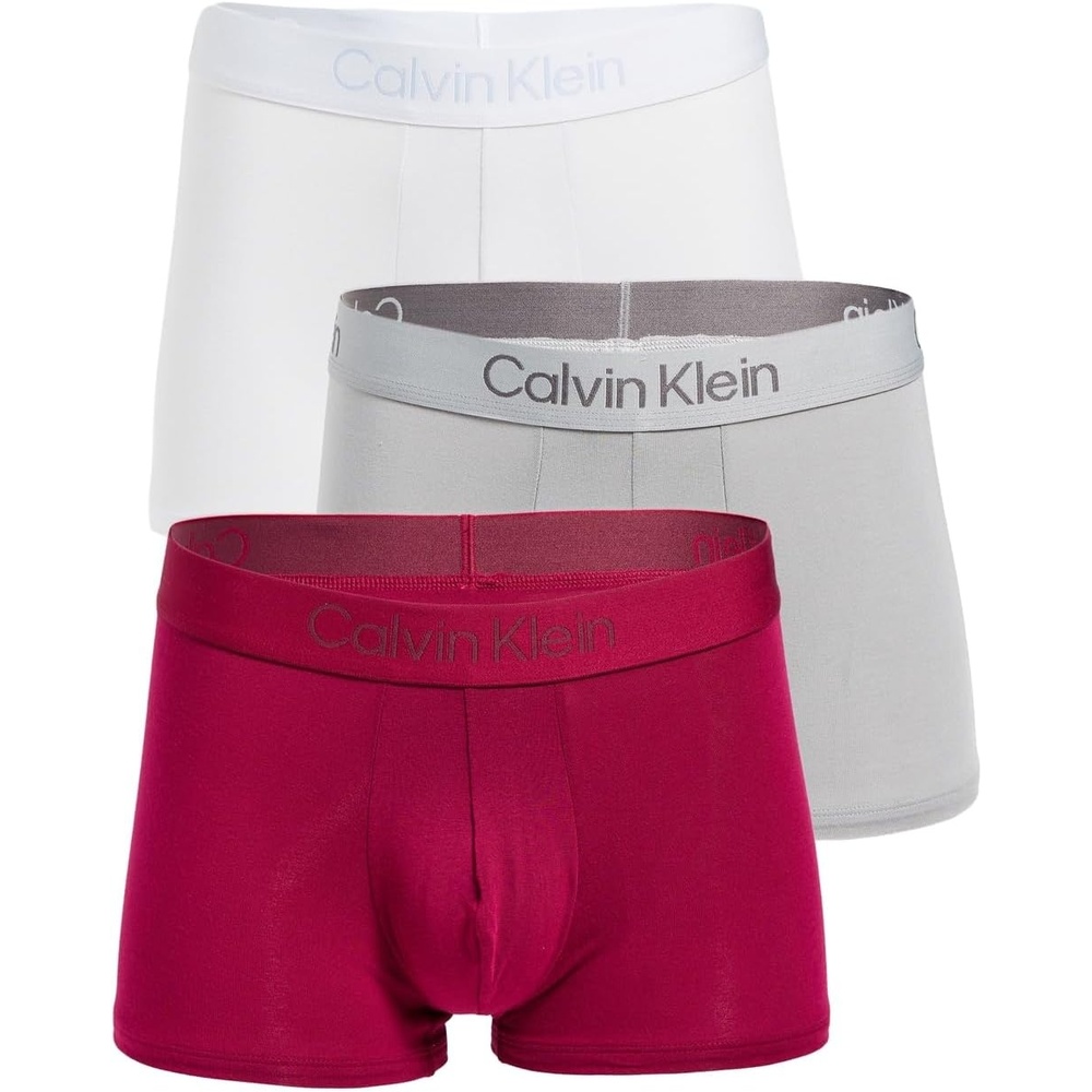 image:imageCalvin Klein Mens Ultra Soft Modern Modal 3pack TrunkGreatest Grey  Beet Red  Icy Grey