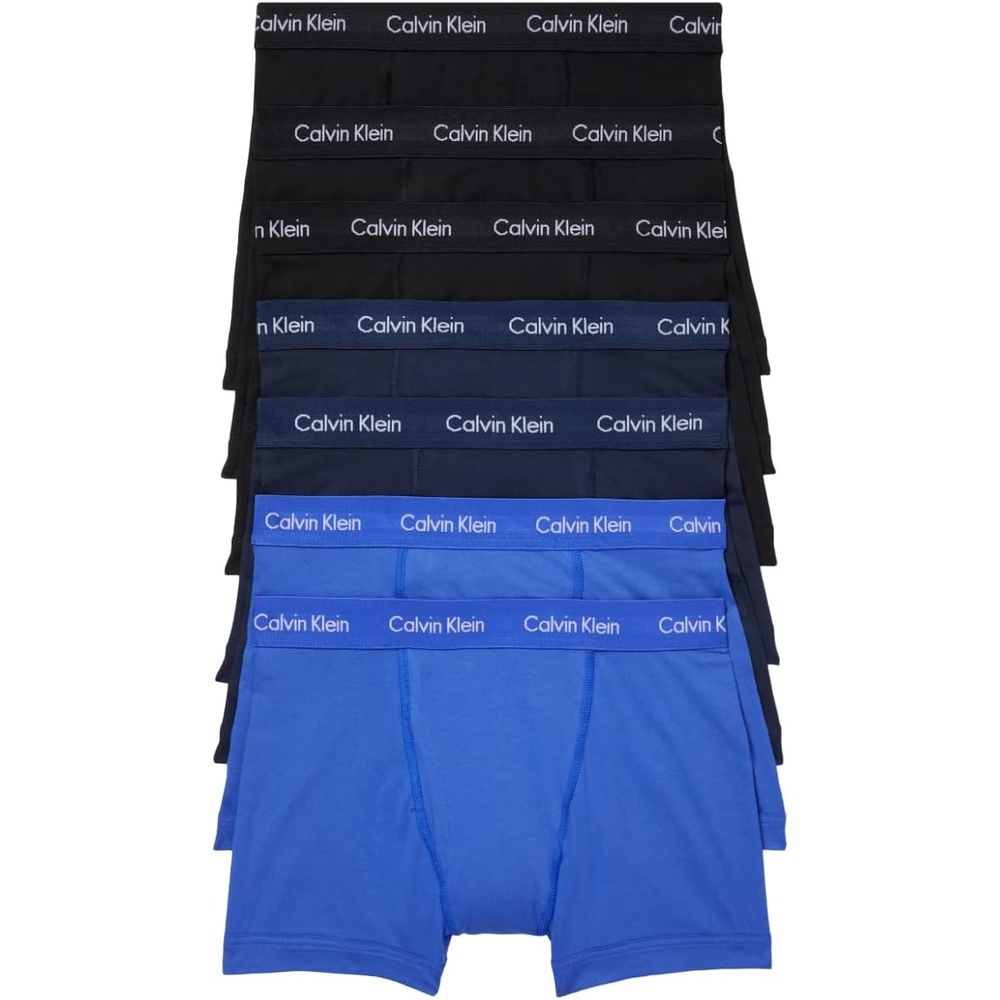 image:imageCalvin Klein Mens Underwear Cotton Stretch 7pack Trunk3 Black  2 Blue Shadow  2 Cobalt Water
