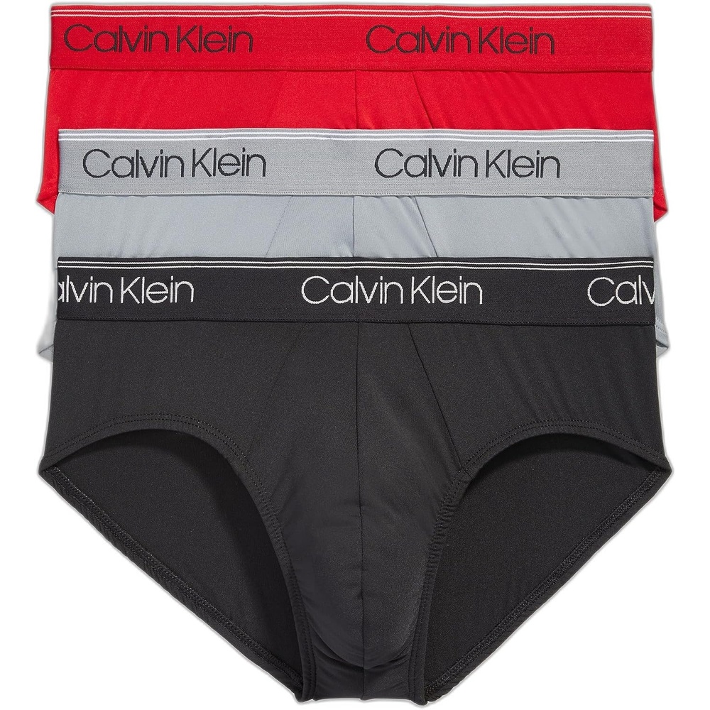 image:imageCalvin Klein Mens Underwear Micro Stretch 3pack Hip BriefBlack Convoy Red Gala