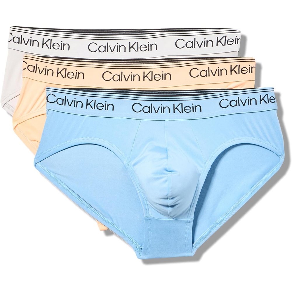 image:imageCalvin Klein Mens Underwear Micro Stretch 3pack Hip BriefGulf Blue Light Cast Peach Bliss