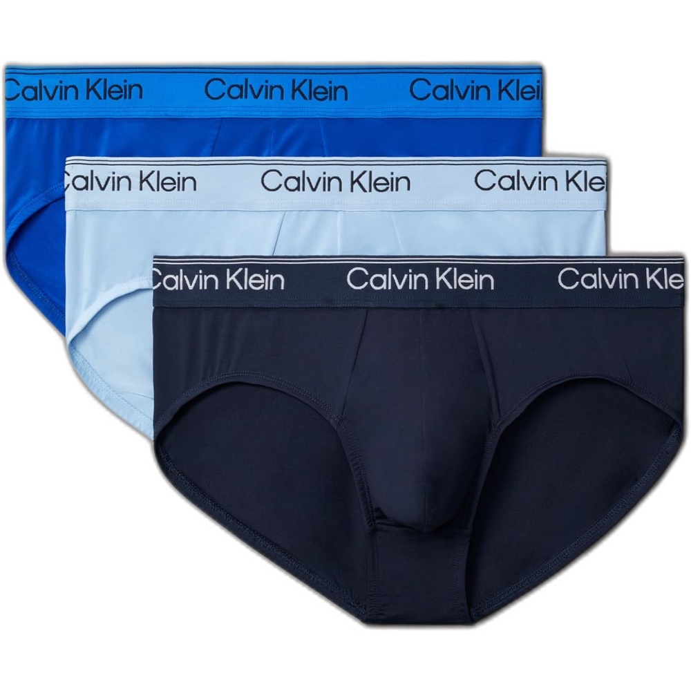 image:imageCalvin Klein Mens Underwear Micro Stretch 3pack Hip BriefShoreline Royalty Blue Bell