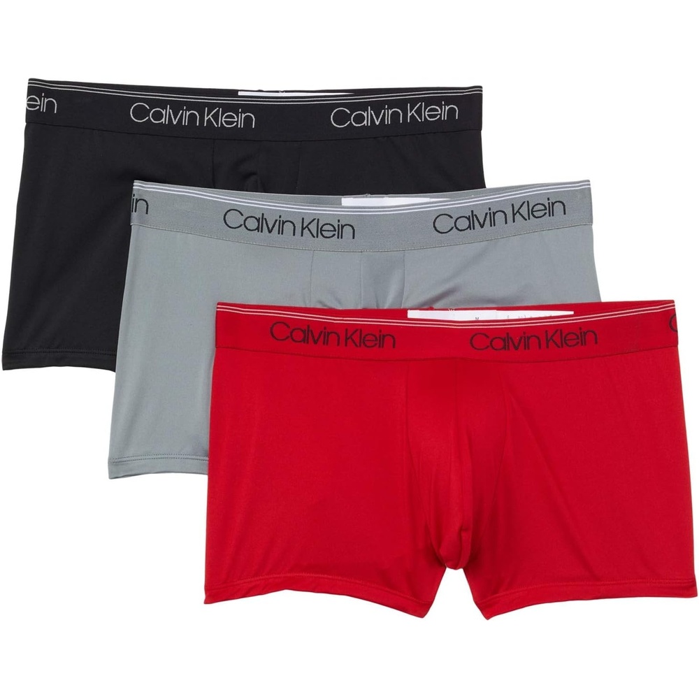 image:imageCalvin Klein Mens Underwear Microfiber Stretch 3 Pack Trunk1 Black 1 Convoy 1 Red Gala
