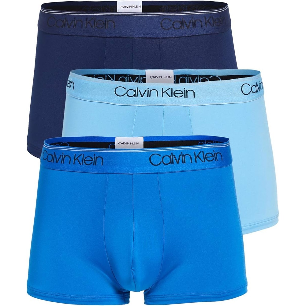 image:imageCalvin Klein Mens Underwear Microfiber Stretch 3 Pack Trunk1 New Navy  1 Artesian Blue  1 Blue Paradise