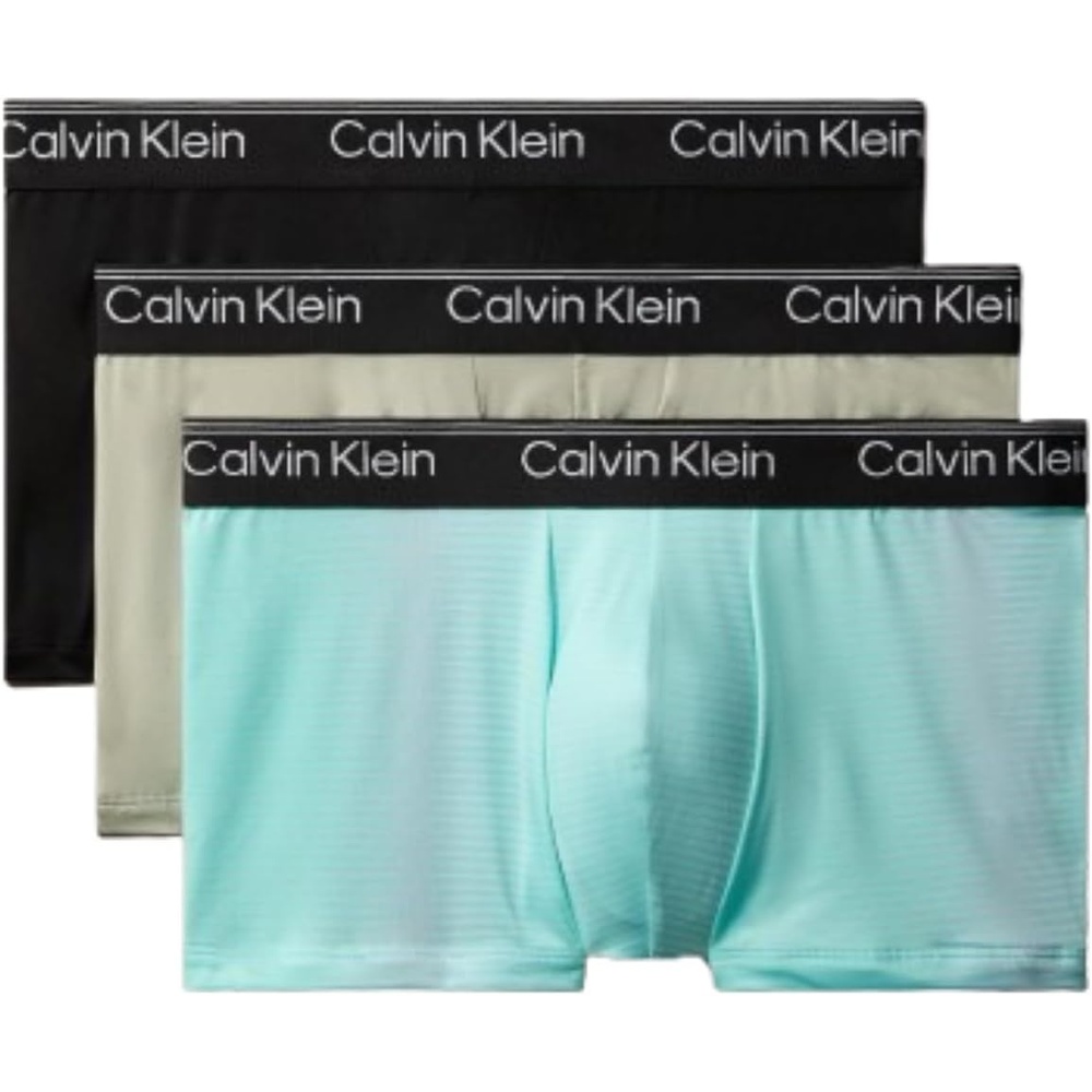 image:imageCalvin Klein Mens Underwear Microfiber Stretch 3 Pack TrunkBlack  Palm Leaf Stripebeau Blue  Foggy Mauve