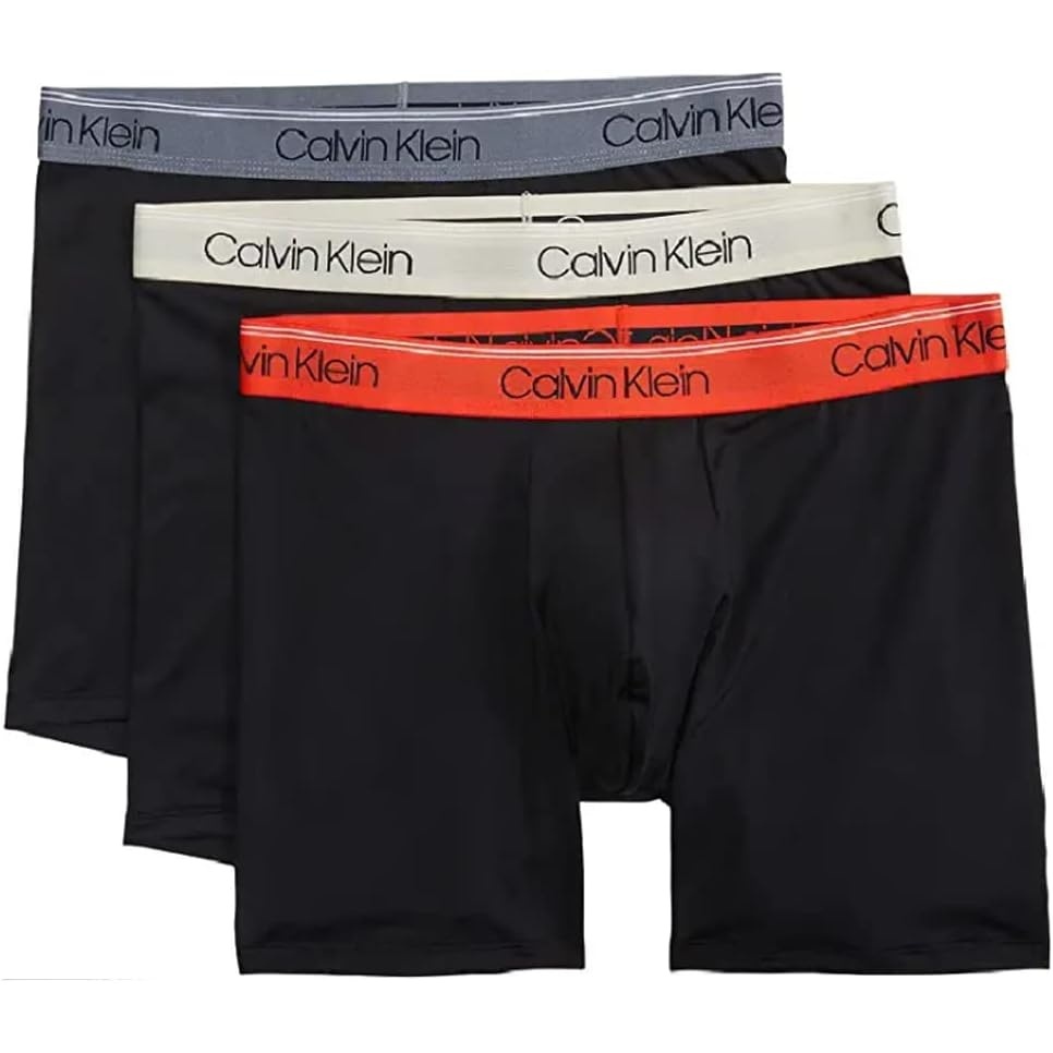 image:imageCalvin Klein Mens Underwear Microfiber Stretch 3 Pack TrunkBlack Bodies W Asphalt Grey Mudstone Acid Orange