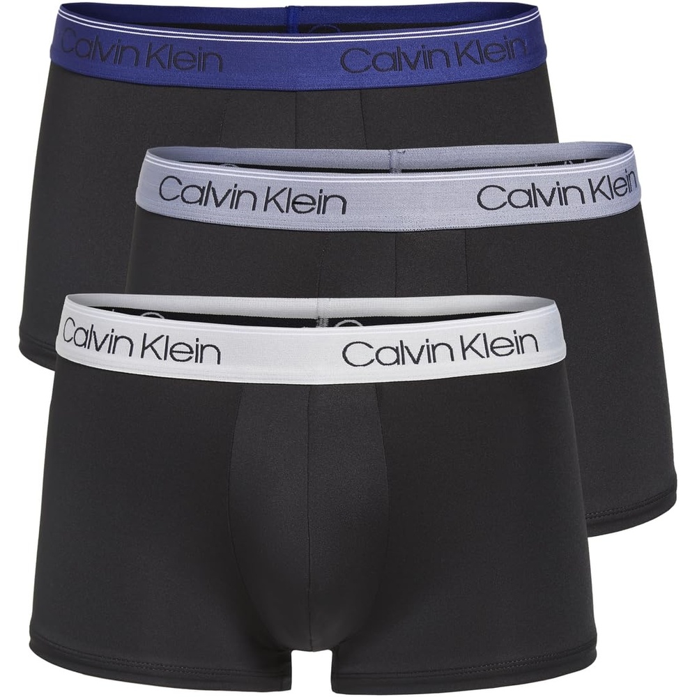 image:imageCalvin Klein Mens Underwear Microfiber Stretch 3 Pack TrunkBlack Bodies WBayou Blue Antique Grey Durango Blue