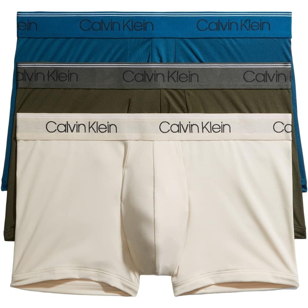 image:imageCalvin Klein Mens Underwear Microfiber Stretch 3 Pack TrunkOlive  Tapioca  Legion Blue