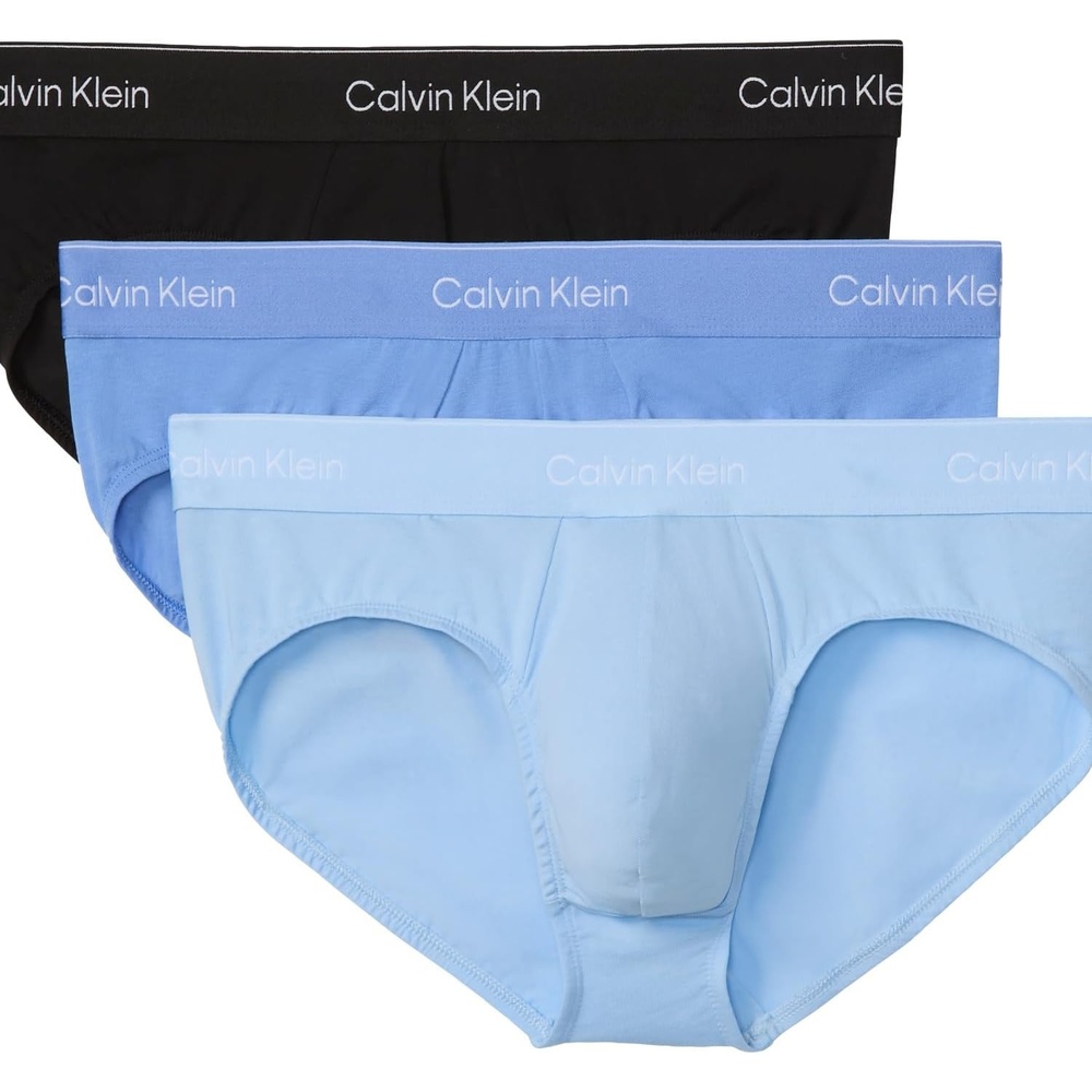 image:imageCalvin Klein Underwear Mens Icon Cotton Stretch Briefs 3 PackBlack  Glacier  Blue Bell