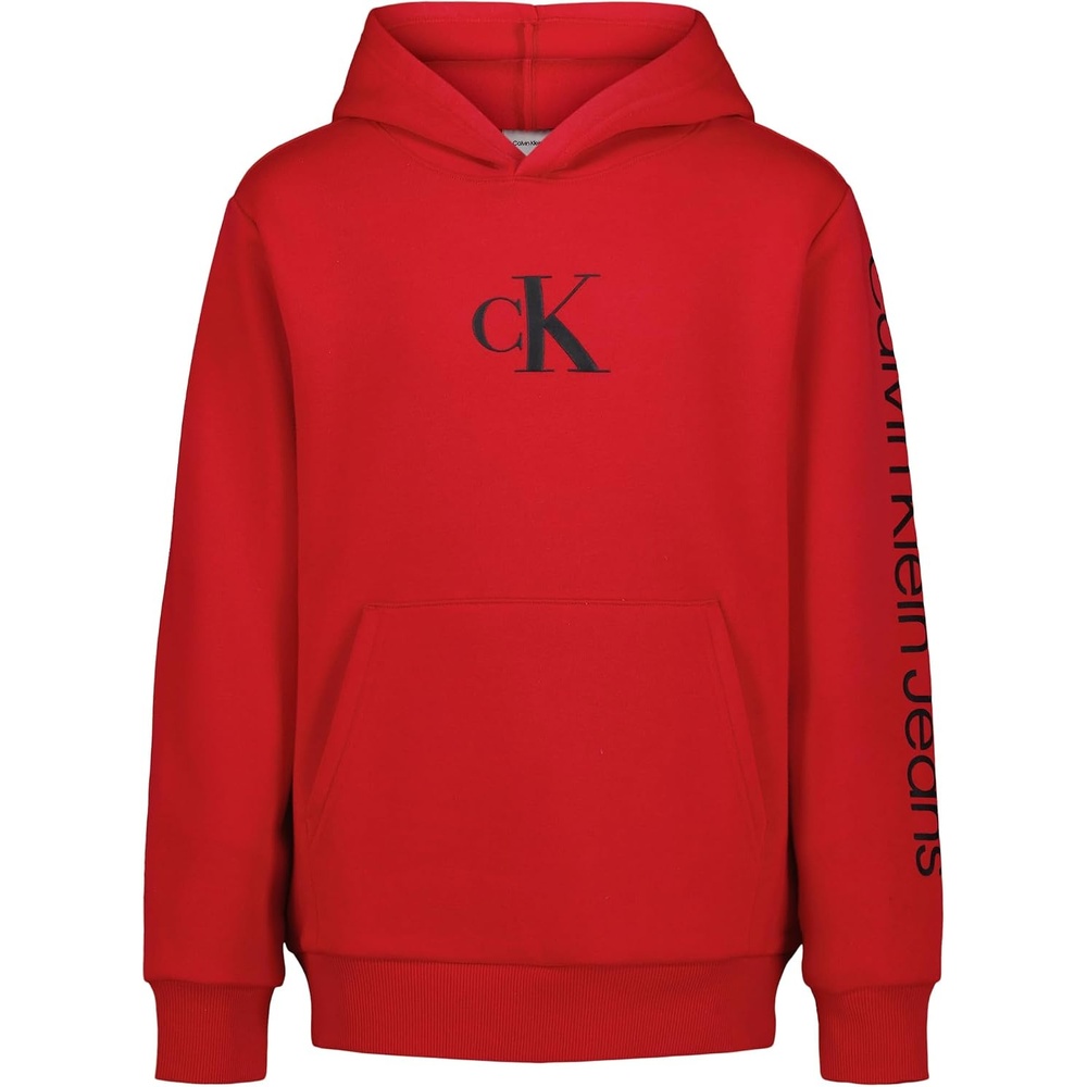 image:imageCalvin Klein boys Long Sleeve Pullover Fleece HoodieImpact Racing Red