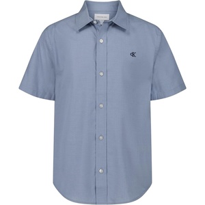 Calvin Klein Boys’ Short Sleeve Woven Button-Down Shirt(Infinity Mini Stripe)