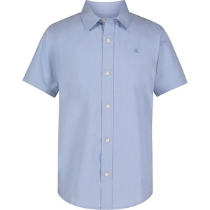 Calvin Klein Boys’ Short Sleeve Woven Button-Down Shirt(Micro Check Halogen)