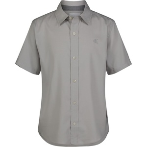 Calvin Klein Boys’ Short Sleeve Woven Button-Down Shirt(Vapor Herringbone)