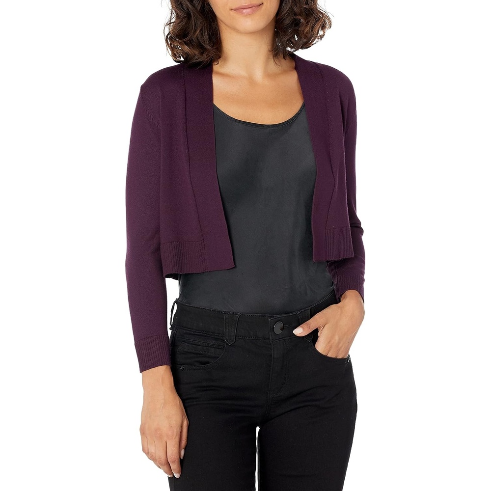 image:imageCalvin Klein 34 Sleeve Open Front ShrugAubergine 3