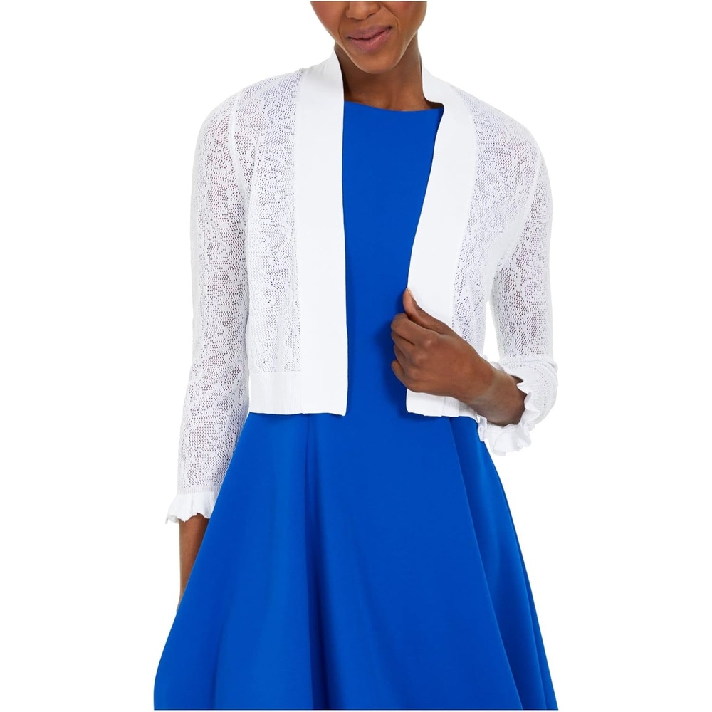 image:imageCalvin Klein 34 Sleeve Open Front ShrugWhite