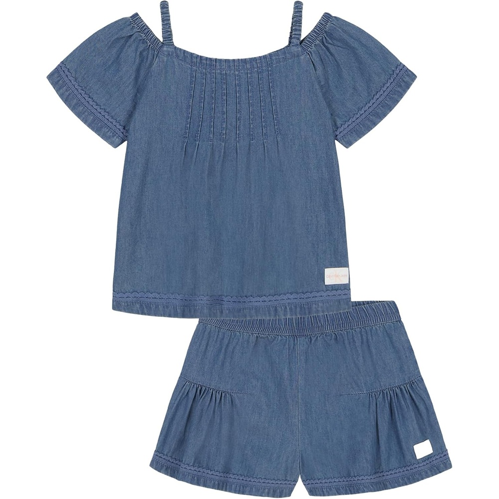image:imageCalvin Klein Baby Girls 2 Pieces Short SetMedium Wash