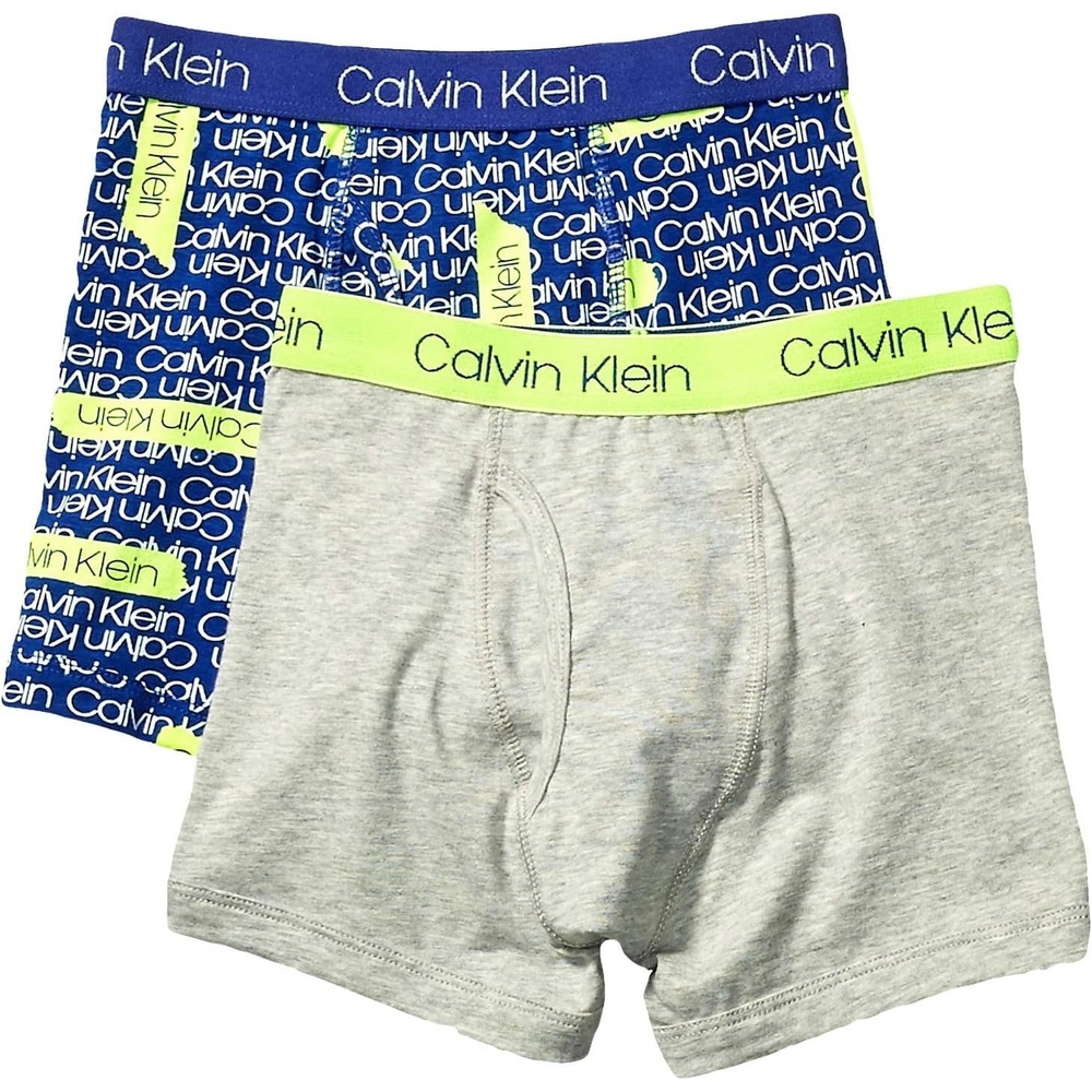image:imageCalvin Klein Boys Boxer Briefs TwoPackBlue Statement PrintHeather Grey