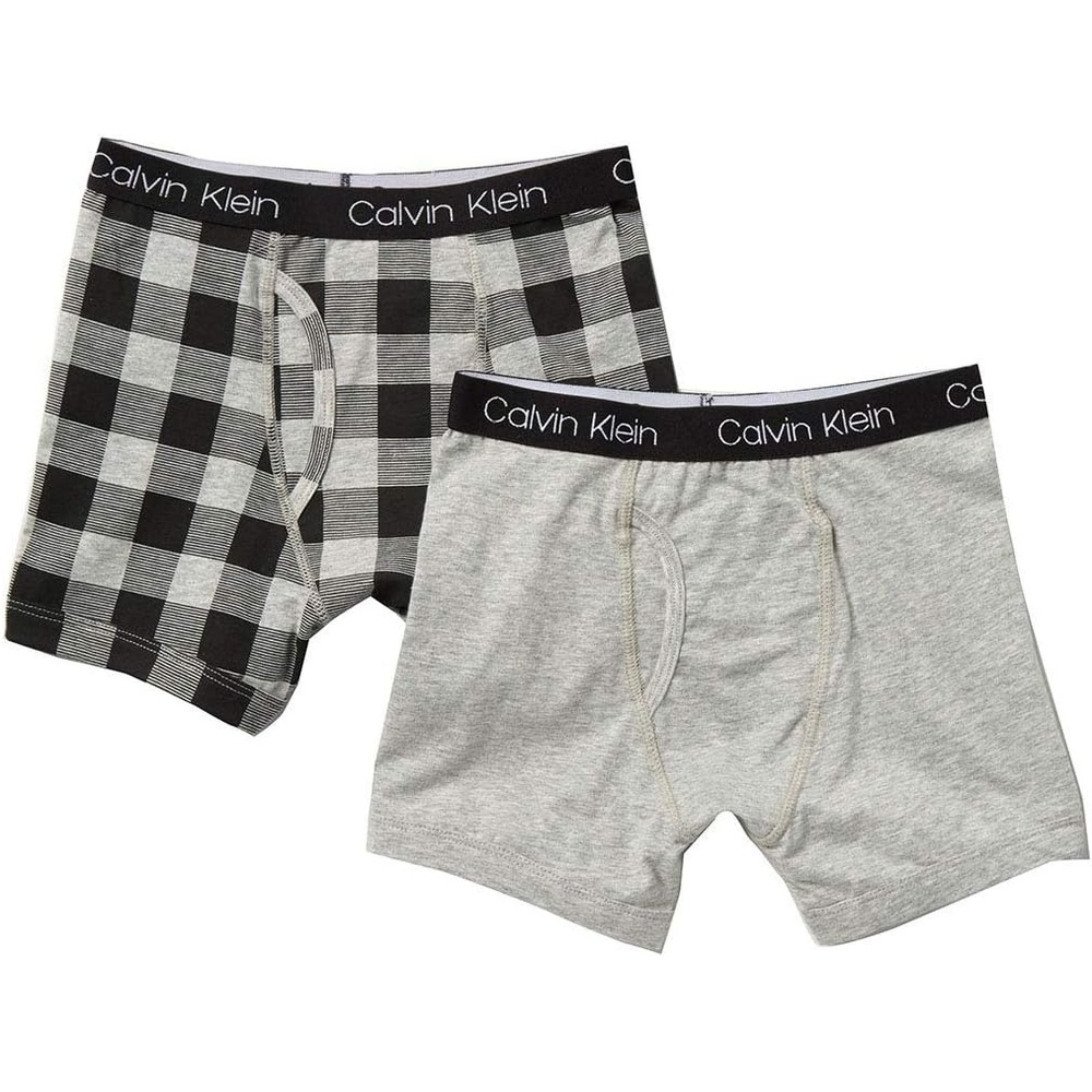 image:imageCalvin Klein Boys Boxer Briefs TwoPackHeather Grey5133Plaid
