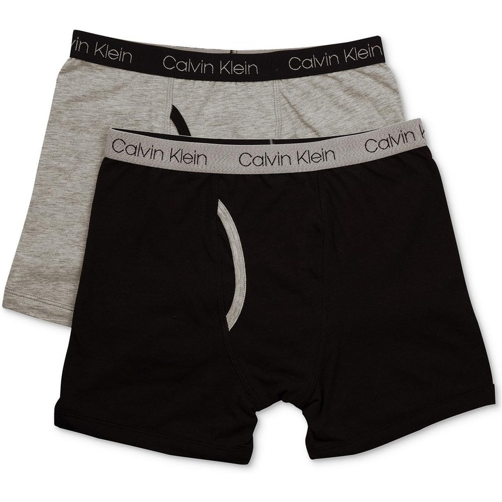 image:imageCalvin Klein Boys Boxer Briefs TwoPackHeather GreyGreyBlack