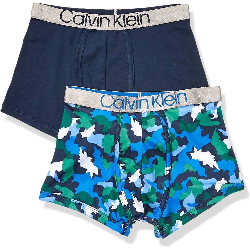image:imageCalvin Klein Boys Boxer Briefs TwoPackWater Blue CamoBlack