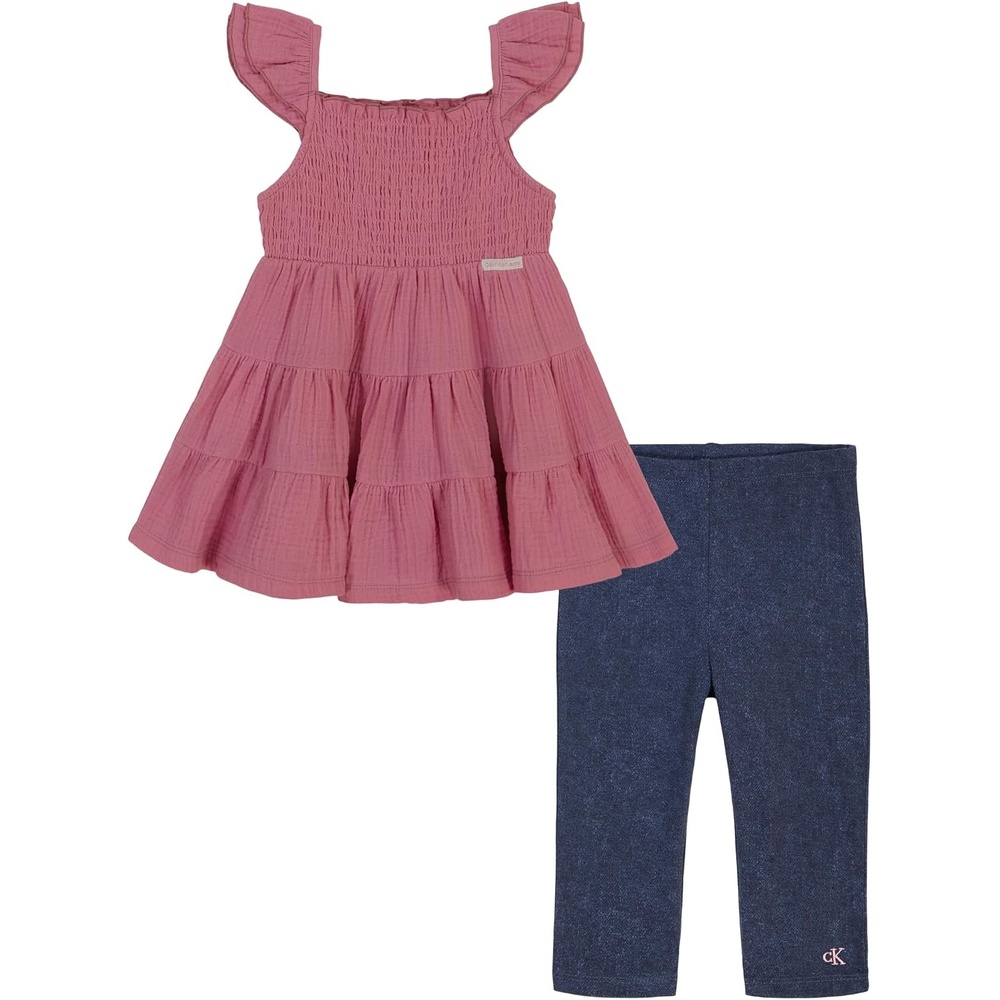 image:imageCalvin Klein Girls 2piece Set Tunic Shirt With LeggingsOrchid  Denim