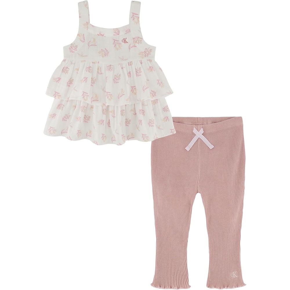image:imageCalvin Klein Girls 2piece Set Tunic Shirt With LeggingsPink Rose