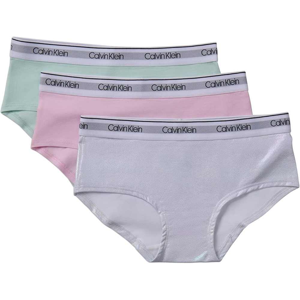 image:imageCalvin Klein Girls 3Pack Hipster Little KidsBig KidsIrridedescentPink LadyGlacier