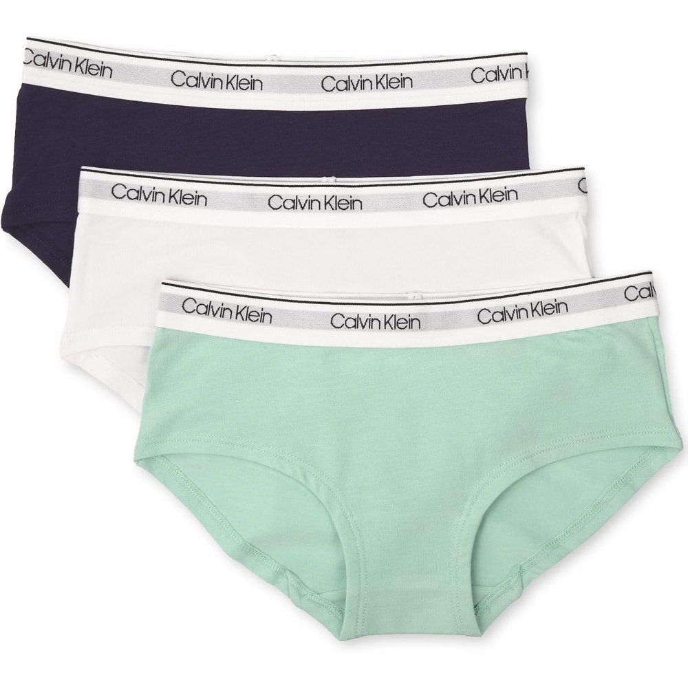 image:imageCalvin Klein Girls 3Pack Hipster Little KidsBig KidsTealClassic WhiteSymphony Blue